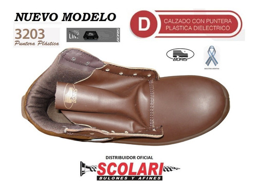 Imagen 2 de 6 de Botin Boris 3203d Marron Nylon Dielectrico Calzado Seguridad