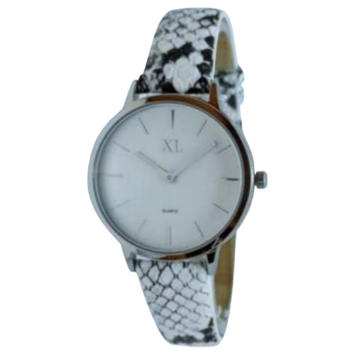 Reloj Mujer Xl Extra Large Malla Pu Print Blanco R0714