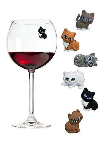 Simply Charmed Cat Wine Charms O Drink Glass Markers Magnet