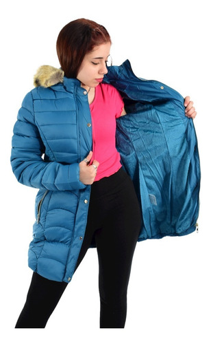 Campera Inflable Mujer Importada Capucha Larga Yd 5579