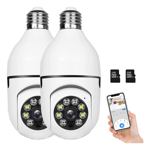 Para Cámara Bombilla 2pcs Cámara 1080p Wifi Con Tarjeta 32g