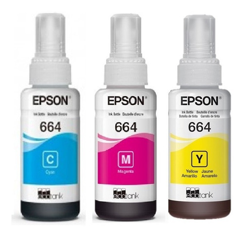 3 Tintas Originales C,m,y  Epson 664 L210/200 Solo Colores