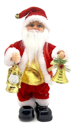 Papá Noel Con Farol Y Campana 30 Cm Navidad Decoración 