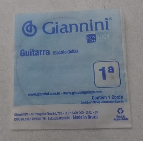Corda Avulsa E Mí (1ª) Para Guitarra Giannini Geegst9.1