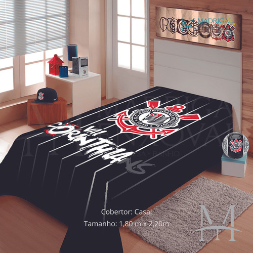 Cobertor Jolitex Casal Corinthians Raschel Time Toque Macio