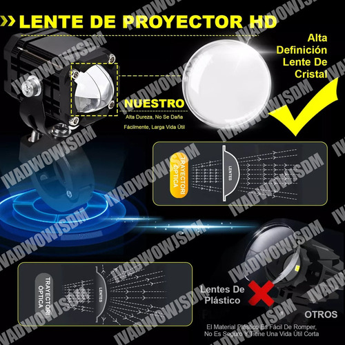 N 2 Faros Luces Led Auxiliares 4 Modos Lupa Moto+interruptor