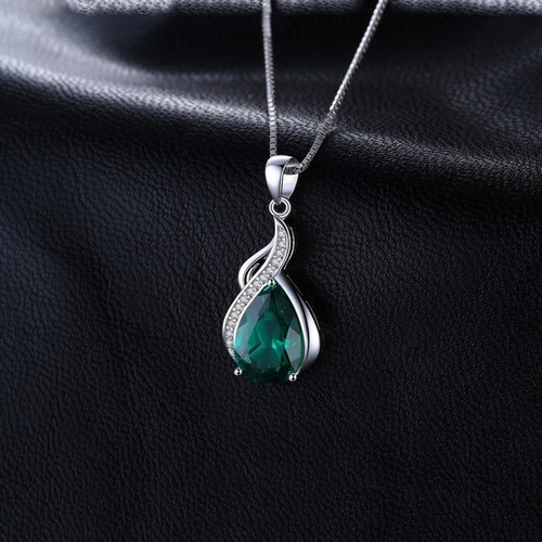 Collar Gota Para Mujer Con Esmeralda En Plata 925