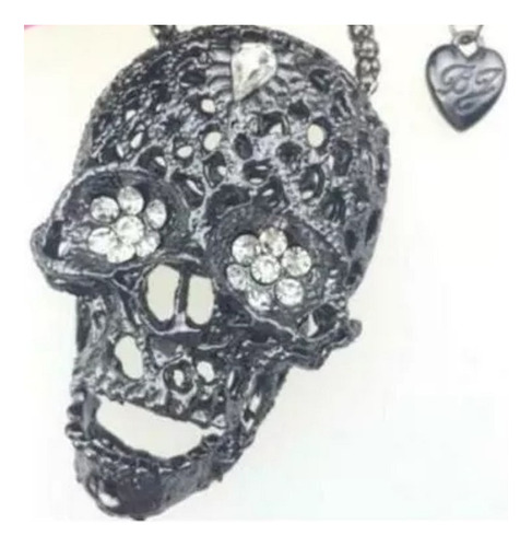 Collar Calavera Negra Con Strass Betsey Johnson