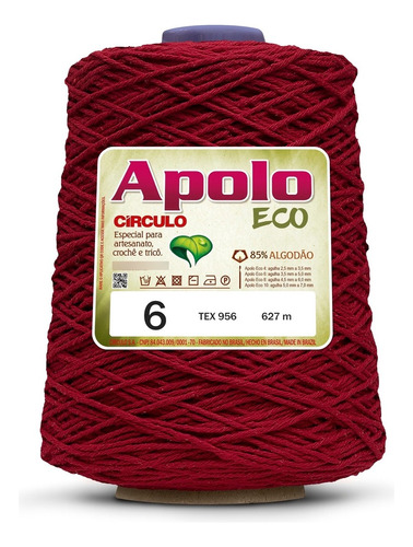 1 Novelo Barbante Apolo Eco 6 (627 Mt) - Circulo Cor 3581 - Pimenta
