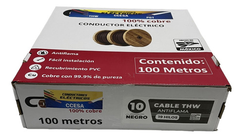 Cable Thw Cal. 10 100 % Cobre 1 Rollo (100 Mts) 