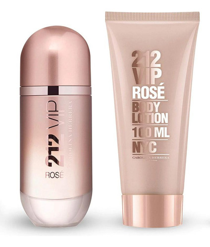 Imagen 2 de 7 de Perfume Carolina Herrera 212 Vip Rose 80ml + Body Lotion
