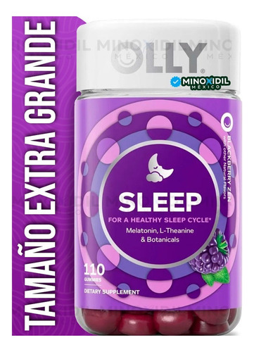 Olly Sleep Melatonina Premium | 110 Gomitas | Tamaño Extra Grande Sabor Mora Zen