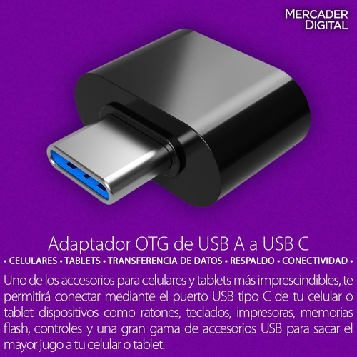 20 Pz Adaptador Usb A Tipo C Otg 3.0 Conector Celular Tablet