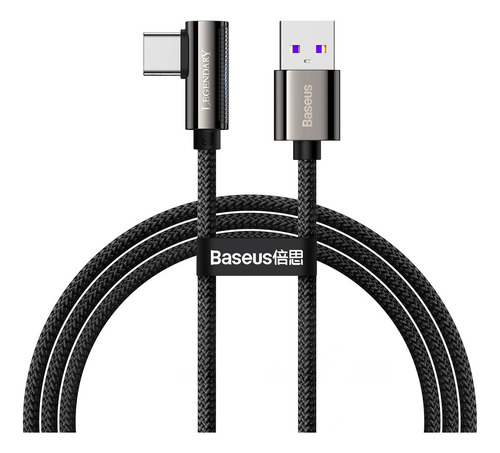 Cable Baseus Carga Rapida 66w Usb-a Usb-c/codo 1m Negro