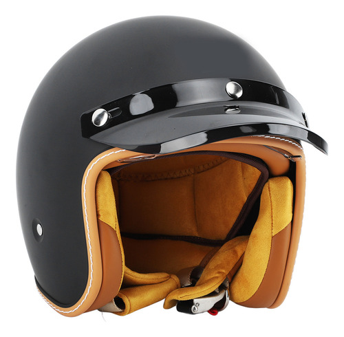 Cascos De Moto Casco De Bicicleta De Estilo Retro Negro Mate