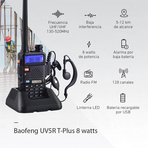 Imagen 5 de 5 de Handy Baofeng Uv5r 8w Bibanda Radio Walkie Talkie Vhf Uhf