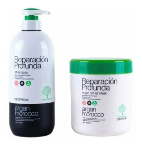 Shampoo Argan Obopekal + Crema Reparación Profunda 1000g