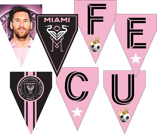 Guirnalda Banderin Feliz Cumple Inter Miami Messi