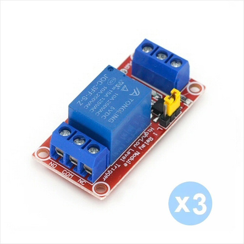 Pack 3 Modulo Relay 5v 1 Canal, Trigger Alto Y Bajo, Arduino