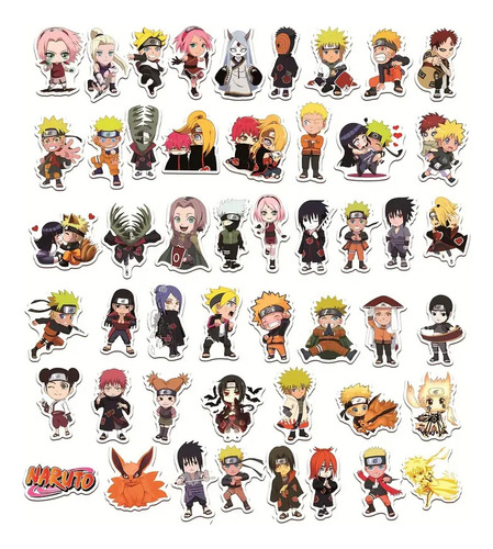 50 Calcomanías Sticker Impermeables De Naruto Anime