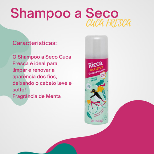 Shampoo A Seco Ricca Cuca Fresca Menta Para Cabelos 50ml