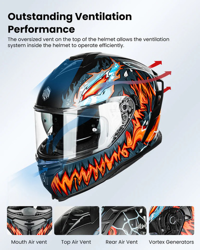 Casco Para Moto Ilm Integral Mf567 Ece 22.06 Rider One Tires