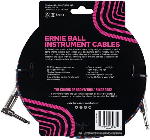 Cable Ernie Ball Para Instrumento 7,62malla Tejida