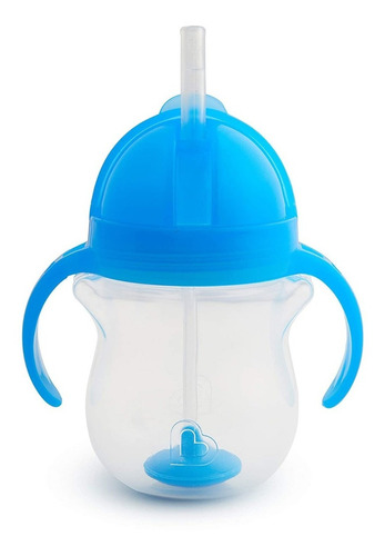 Munchkin Vaso Con Popote Antiderrame De Asas Para Bebe Color Azul