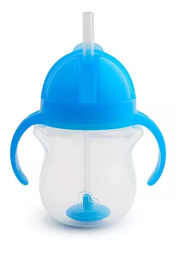 Munchkin Vaso Con Popote Antiderrame De Asas Para Bebe Color Azul