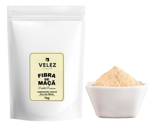 Velez fibra de maçã 1kg premium 100% natural rico em fibras