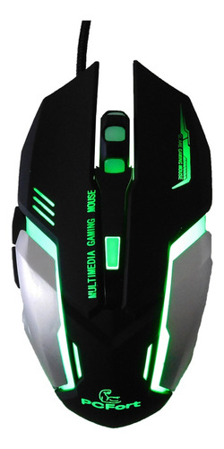 Mouse Gamer Pc Fort Usb Am-9882 Preto E Cinza Com Rgb