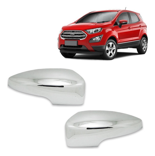 Par Aplique Capa Cromada P/ Retrovisor Ecosport C/pisca 2017