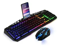 Comprar Redlemon Mouse y Teclado Gamer Alámbrico USB con Luz LED para PC Gaming, Teclado Semi Mecánico con Soporte para Celular, Mouse Gamer 4 Niveles de DPI, Kit Gamer Plug & Play Compatible con Windows
