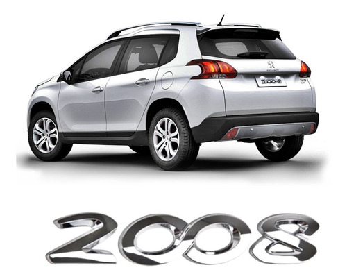 Emblema Letreiro Nome 2008 Cromado Peugeot  2015 Até 2019