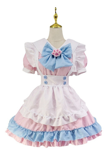 Traje De Maid Cosplay,vestido Lolita Sirvienta Kawaii Rosa