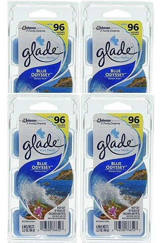 Juego De 4  Glade Blue Odyssey Wax Melts  24 Total