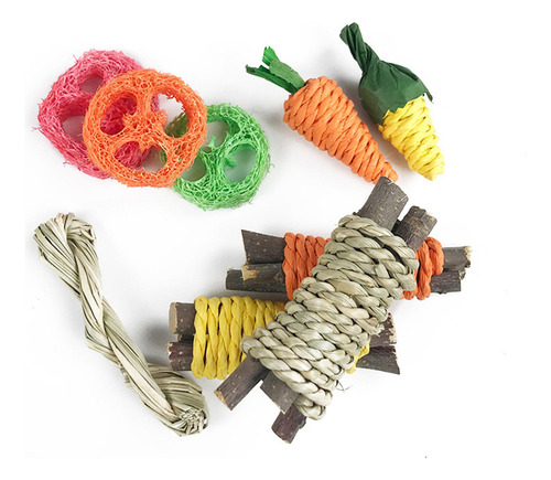 9x Hámster Juguetes Para Masticar Conejo, Rama De Árbol,