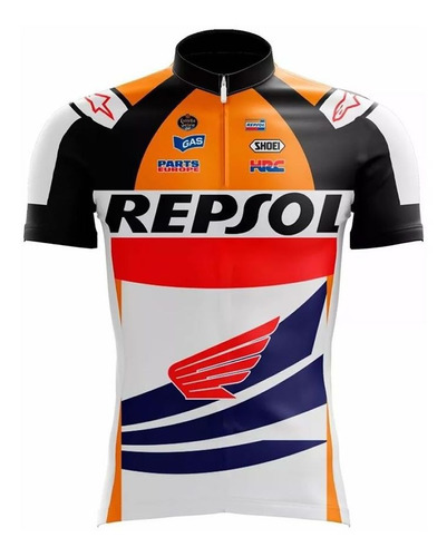 Camisa Scape Repsol Ciclismo Branca E Laranja Mtb Speed