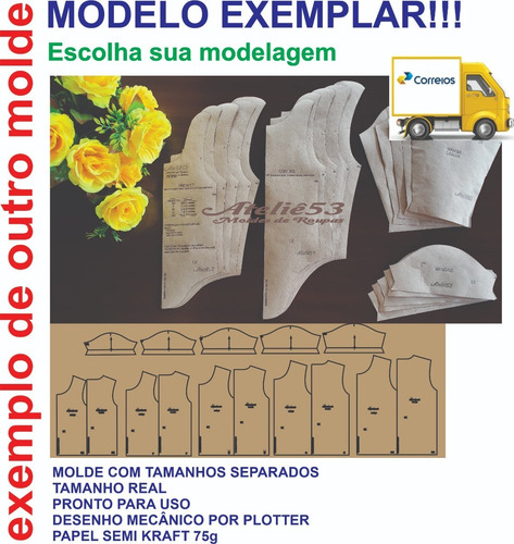 Moldes Modelagem Body Envelope Bebê/ Infantil Rn Ao Gg