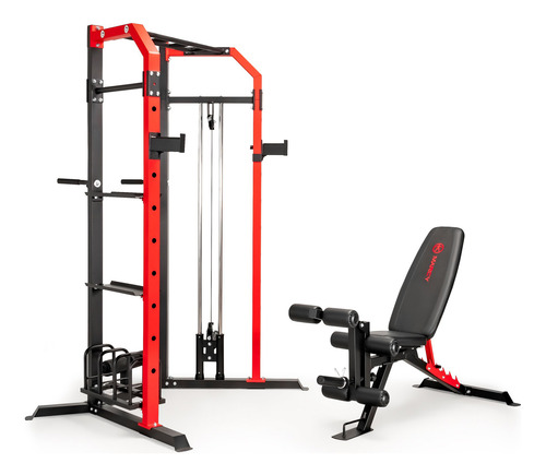 Jaula De Potencia Rack Con Polea Y Banco Sm-7393