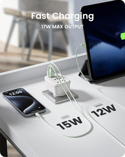Adaptador De Enchufe Lencent World To Us Con 3 Usb Y 1 Pd Ty