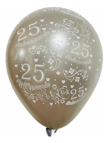 20 Globos 25 Aniversario  Plata Tamaño 12