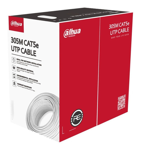 Cable Utp Cat 5e Dahua 100% Cobre 305mts Blanco Cctv Redes