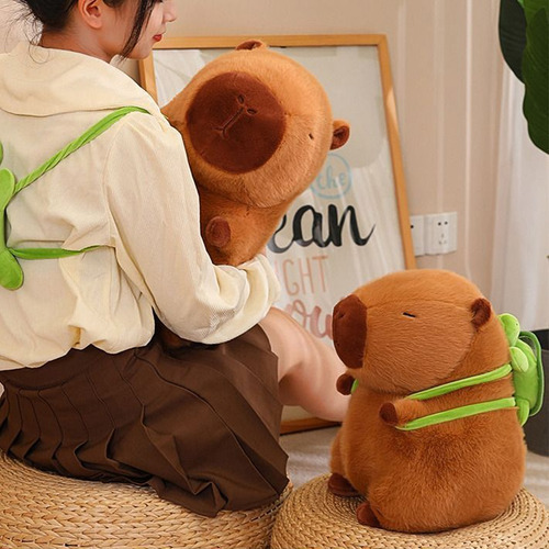 Capybara Peluche Juguete Capibara 45cm Con Tortuga Mochila