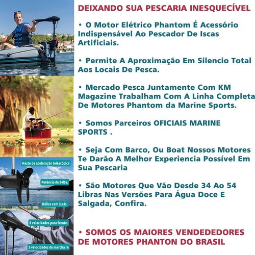 Imagem 4 de 9 de Motor Elétrico Para Barco Phantom 34lb Propulsor