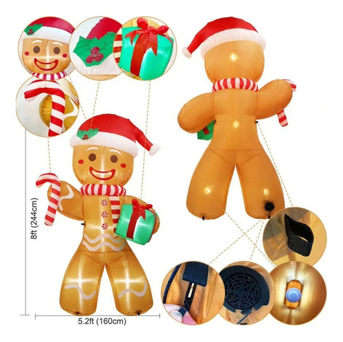 2.4m Inflables Hombre De Jengibre Decoraciones Patio Navidad