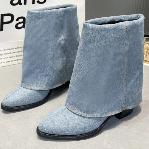 2025 Botas De Mezclilla P Trouser Tube For Mujer, Tacones