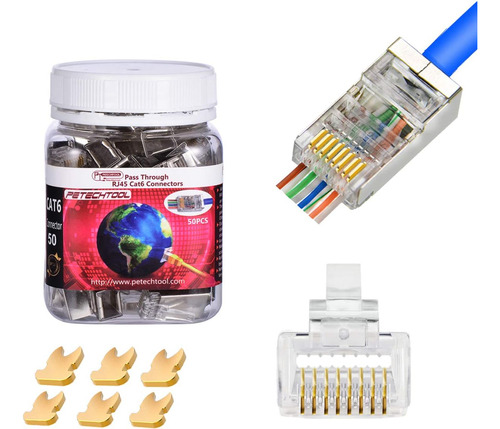 Conector Rj45 Cat5 Cat6 Blindado 8p8c Conectores De Paso De 