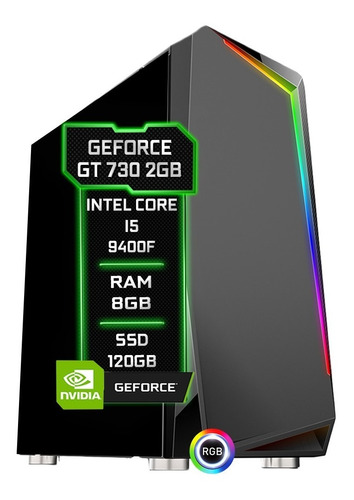 Pc Gamer Fácil Intel I5 9400f 8gb Geforce 2gb Ssd 120gb