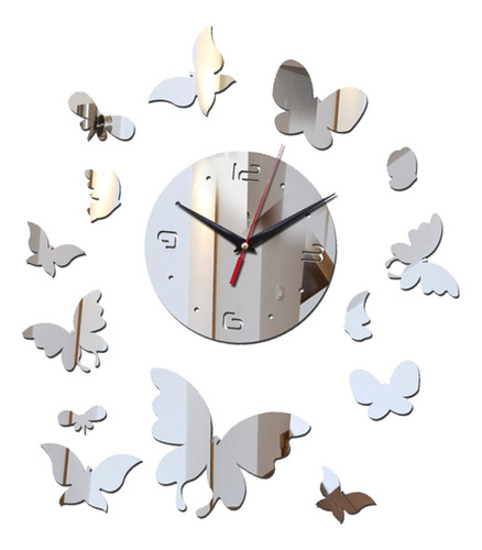 Reloj De Pared Espejado Moderno Nuevo Con Diseño Mariposas